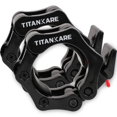 Image of TITANKARE Olympic Barbell Clips Clamps 2 Inch Gym Home Bar Accessories, Locking Collars for Fitness Weightlifting, Quick Release Weight Bodybuilding