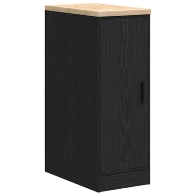 Image of vidaXL Garage Storage Cabinet/Tool Organizer Black Solid Pine/Engineered Wood 30x51x85 cm Multi Use Workshop/Utility Room Furniture