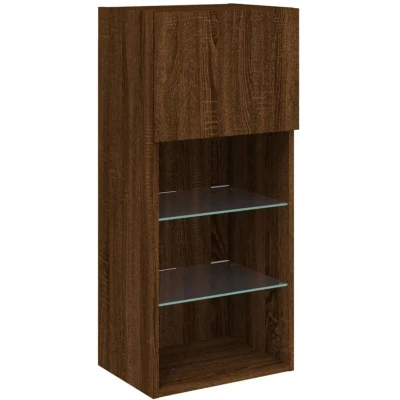 Image of vidaXL TV Cabinet with LED Lights Brown Oak 40.5x30x90 cm