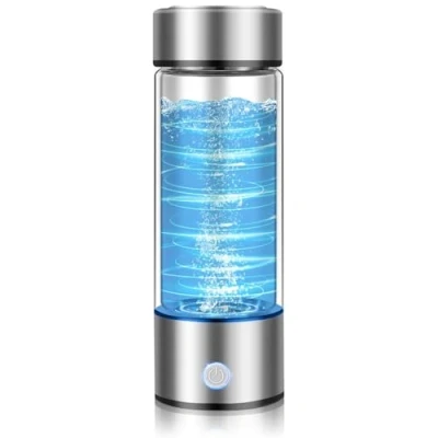 Image of Hydrogen Water Bottle with PEM SPE Technology, Portable Purifier Generator for Clean and Healthy Drinking Kangen Machine Producing Ionized Gift Box Home Office Travel (silver new)