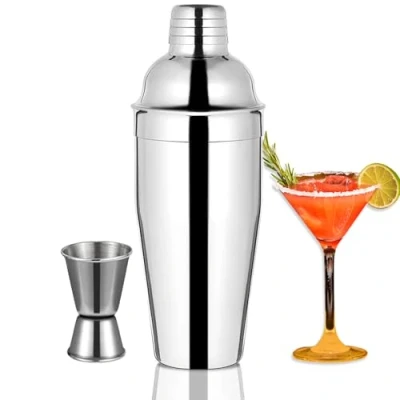 Image of Cocktail Shaker, Maker Set, 750 ml Shaker Strainer Bartender Mixer Tool Home Liquor Cobbler Shakers with Stainless Steel Jigger for Martini Drink Making Kit