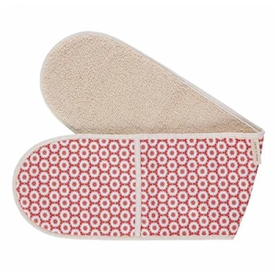 Image of Crisp &amp; Dene Print Double Oven Glove 95x21cm Coral Flower 100% Cotton