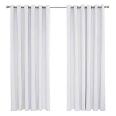 Image of Deconovo Super Soft Thermal Insulated Eyelet Room Darkening Curtains Bedroom 90 x 108 Inch Silver Grey 2 Panels