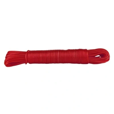 Image of IDEA HOME Washing Line Rope CRISTAL 20m Clothes Lines for Outside Heavy Duty Plastic Outdoor Robust made of Polyester Core and Coating, Transparent Red