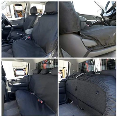 Image of UK Custom Covers SC139B SC140B Tailored Heavy Duty Waterproof Front &amp; Rear Seat Black To Fit Toyota Hilux 2005 2016