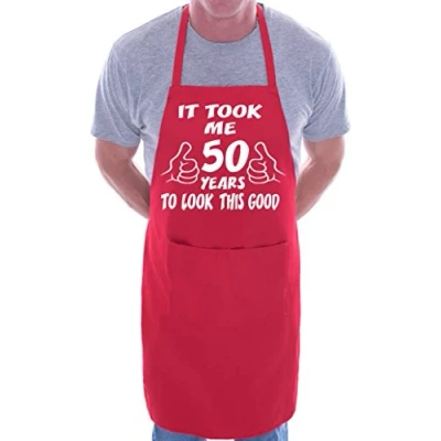 Image of print4ucouk 50th Birthday It Took 50 Years BBQ Cooking Funny Novelty Apron Red