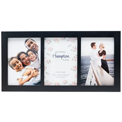 Image of Hampton Frames GALLERY 3 Aperture 5x7 (13x18cm) Black Multi Picture Photo Frame Acrylic (Non Glass) Front GAL57 3APBKP