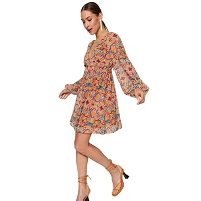 Image of Trendyol FeMan Mini Shift Regular fit Woven Dress,Orange,38