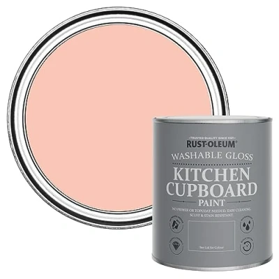 Image of Rust Oleum Peach Kitchen Cupboard Paint in Gloss Finish Happy As A Clam 750ml