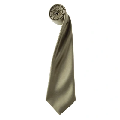 Image of Premier Unisex Adult Colours Satin Tie (Sage) Grey One Size