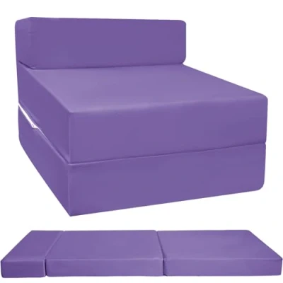 Image of KISAA Living Fold Out Guest Chair Z Bed Futon Seat Foam Kids Supreme Quality Fire Retardant Premium Mattress (Purple)