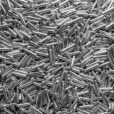 Image of Metallic/Polished Rods Cake or Cupcake Decoration Sprinkles (Metallic Silver, 25g)