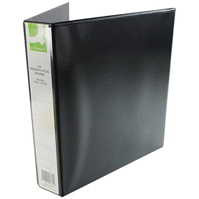 Image of Q Connect 40mm A4 Presentation 4d Ring Binder Black