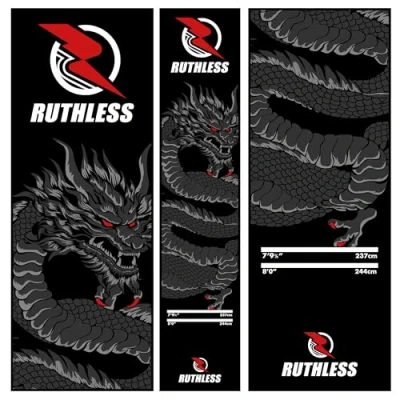 Image of RUTHLESS Darts Mat Heavy Duty Non Slip Durable Carpet Dart for Floor Black (Dragon)