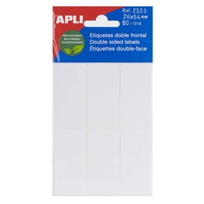 Image of APLI 2555 White Double Front Labels (26 x 54) 5 Sheets