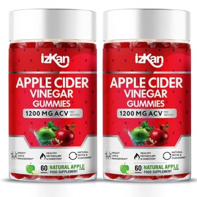 Image of Apple Cider Vinegar Gummies with Mother 1200mg ACV Digestive Health, Energy, Immune and Metabolism Support Vitamin B12, B6 &amp; Beetroot Pomegranate Vegan 60 Count (2X)