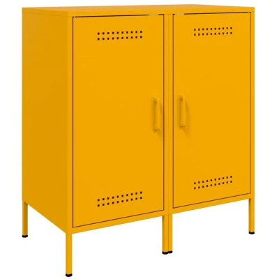 Image of vidaXL Sideboards 2 pcs Mustard Yellow 36x39x79 cm Steel