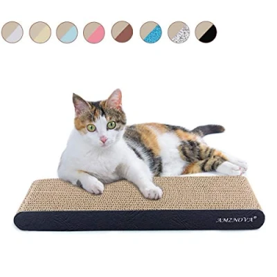 Image of AMZNOVA Cat Scratcher, Durable Cardboard, Scratching Pad with Catnip, Narrow, Textured Black(Upgraded)