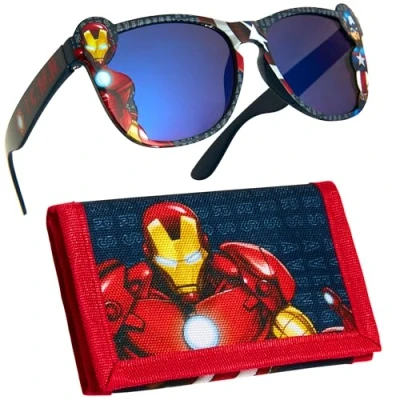 Image of Marvel Boys UV Protection Sunglasses and Trifold Wallet Set Gifts (Red/Black Avengers)