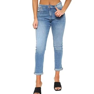 Image of MYT Womens Mom Jeans Ladies High Waisted Relaxed Fit Stretch Denim Pants (UK, Numeric, 18, Regular, Short, Light Stonewash)