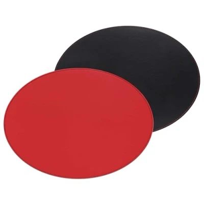 Image of FreeForm Reversible Faux Leather Oval Placemat, Red/Black, 45x34cm