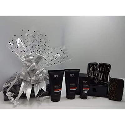 Image of Glory Cosmetics No7 Men Luxury Gift Box Hamper, Energising Face Wash, Scrub, Moisturiser, Free 7Pcs Stainless Steel Nail Care Manicure &amp; Pedicure Kit