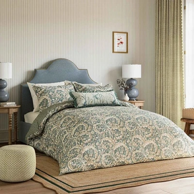 Image of Sanderson for National Trust Tilia Lime Duvet Cover Set Single Soft Teal