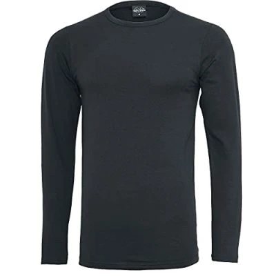 Image of Urban Classics Fitted Stretch L/S Long sleeved top, Men&#039;s, Size: Large, Black