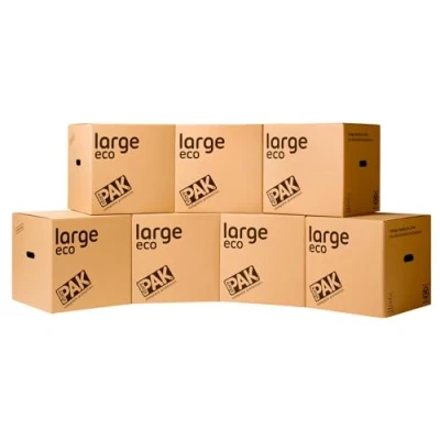 Image of StorePAK Eco Archive Storage Moving Boxes with Handles (Pack of 7) 64 Litres 100% Recyclable H 40.5 x W D 40.5cm LARGE