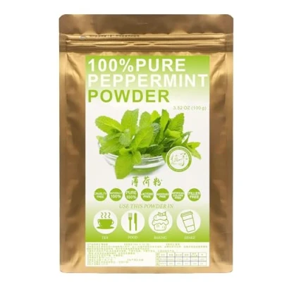 Image of Plant Gift 100% Pure Peppermint Powder 薄荷粉 Natural Flour, Great Flavor for Drinks, Smoothie, Yogurt, Baking, cookies, cakes, Non GMO Powder, No Filler, additives 100G/3.25oz