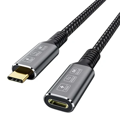 Image of CABLEDECONN USB4 8K Cable 0.8M Thunderbolt 4 Compatible USB Type c Male to Female Extension Ultra HD 8K@60Hz 100W Charging 40Gbps Data Transfer with External SSD eGPU