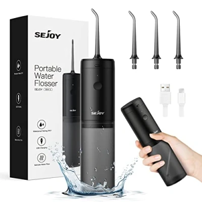 Image of Water Flosser Dental Oral Irrigator Teeth Cleaner Portable Travel Rechargeable Cordless,IPX7 Electric Plaque Remover 3 Modes Jet Tips 140ml