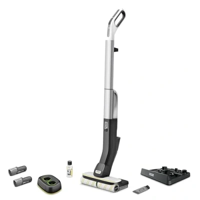 Image of Kärcher Hard Floor Cleaner FC 4 Battery Set, Cordless with 2 Rotating Microfibre Rollers, life: ca. 30 min , Output per Charge: 90m², Exchangeable Batteries