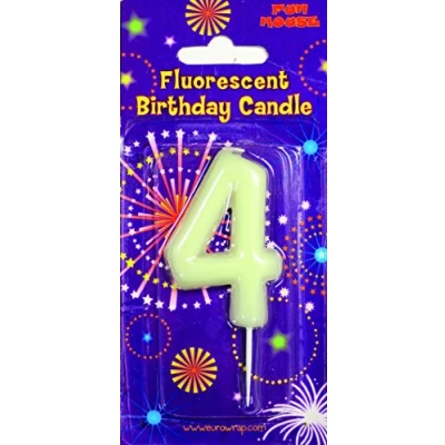 Image of Eurowrap Number 4 Glow in the Dark Birthday Candle