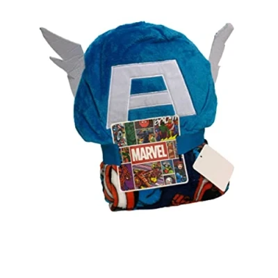 Image of Marvel Captain America Hooded Throw Kids Soft Cosy Wrap Fleece Children Blanket