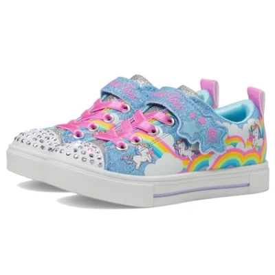 Image of Skechers Unisex Kids Twinkle Toes Trainers, Blue Synthetic Multi Trim, 1 UK