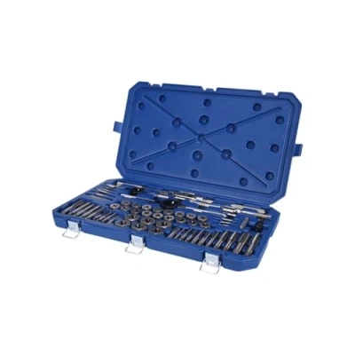 Image of Century Drill &amp; Tool 98958 Carbon Steel Fractional Tap and Die Set, 58 Piece Set Kit for Hand Cutting Applications, Construction