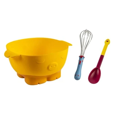 Image of KINDERKITCHEN Tool 3pc Set (Chicken Whisk, Pig Bowl, Goose Spoon)