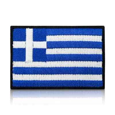 Image of Greece Flag Patch with Hook and Loop Back, Greek Patches, Outdoor Patches Finally Home