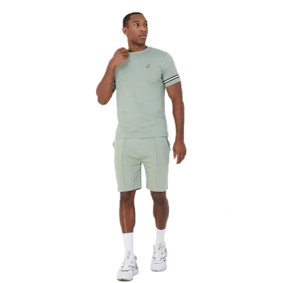 Image of Brave Soul Mens Mint &#039;Chadwick&#039; T Shirt And Shorts Set Cotton Size X Large