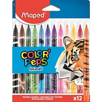 Image of Maped 845403 Felt Tip Pens Colour&#039;PEPS ANIMALS with Medium Animal Motifs x12