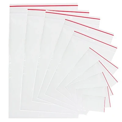 Image of Zip Lock Plastic Bags, Clear, Self Closing, Polyethylene, Seal, Resealable Closure Bag (1 Pack 100 Pieces) 16 x 25 cm