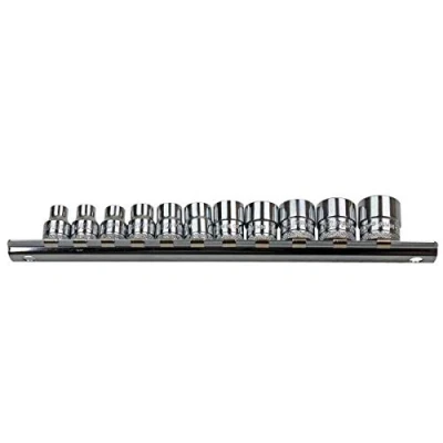 Image of US PRO Tools 11pc 1/4&quot; Dr 12 Point Low Profile Metric Sockets 5 14mm On Rail 3394