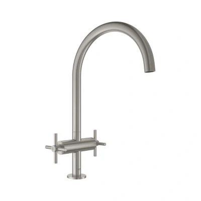 Image of Grohe Atrio Two Handle Sink Mixer 1/2&quot; Supersteel (30362DC0)