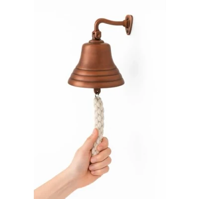 Image of Assorted Collections Bar Accessories for Home Pub Hand Bell Wall Mounted Nautical Decorations Unique Bronze with Crisp Loud Sounds Ideal Christmas, Reception, Pubs 6 Inch