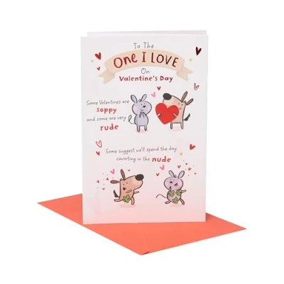 Image of UK Greetings Valentine&#039;s Day Card For The One I Love Funny Poem Design