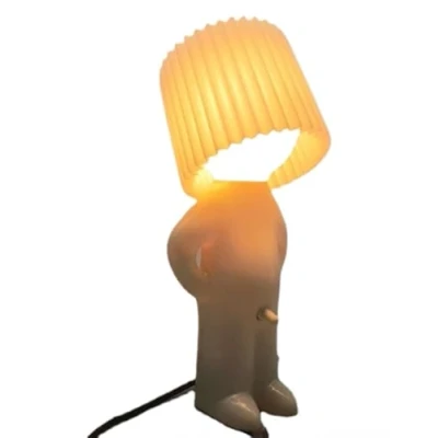 Image of anso Little Shy Man Creative Lamp Naughty Boy Desk Bedside Night Light Home Decoration Gift (Yellow)