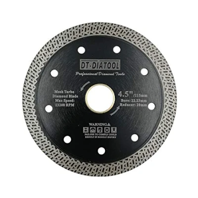 Image of DT DIATOOL Diamond Saw Blade 4.5 Inch / 115mm Cutting Disc with Mesh Turbo for Porcelain Tile Marble Ceramic Granite