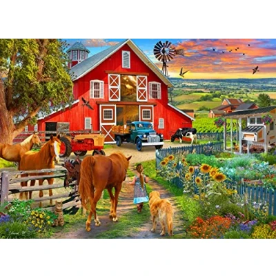 Image of Vermont Christmas Company Horse Farm Jigsaw Puzzle 1000 Piece