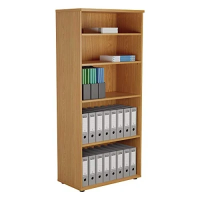 Image of Office Hippo Heavy Duty Bookcase, Robust Book Case, Storage Unit with 4 Adjustable Shelves &amp; Feet, Stable Home Furniture, Simple To Assemble Oak